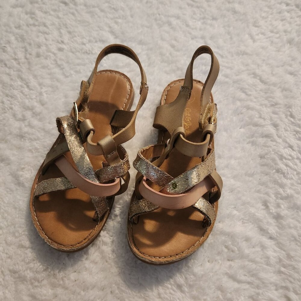 Cat & Jack Gold Rose Gold Gladiator Sandals‎ Girls Size 9